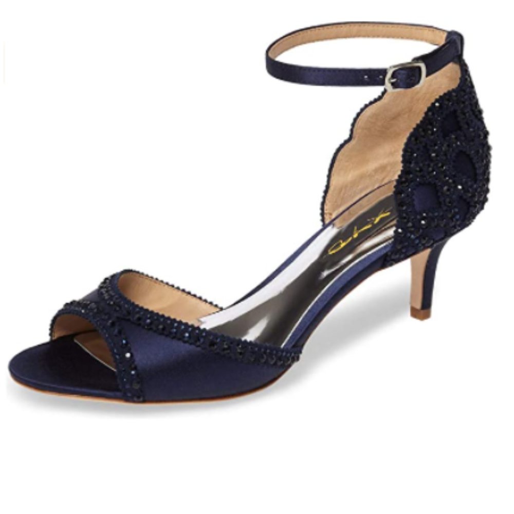 XYD Rhinestones Ankle Strap Peep Toe Sandal